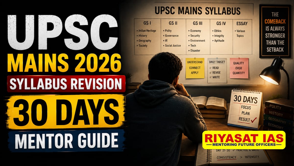 UPSC Mains 2026 Syllabus Revision 30 Days Mentor Guide
