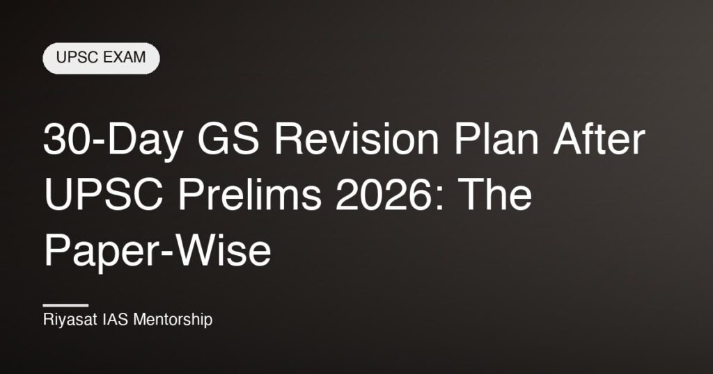 30-Day GS Revision Plan After UPSC Prelims 2026: The Paper-Wise