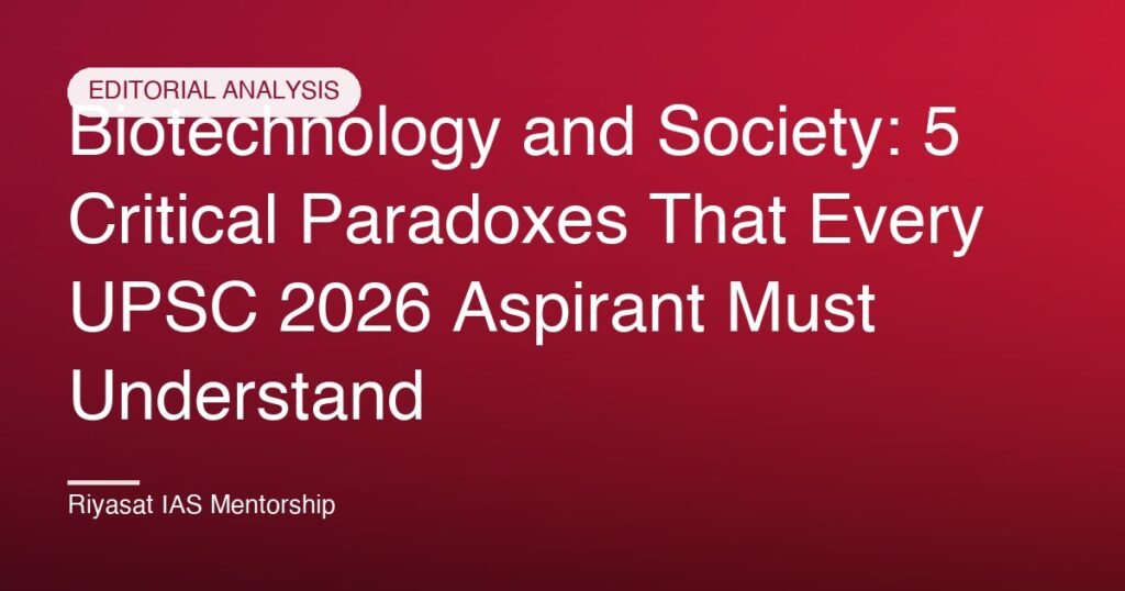 Biotechnology and Society: 5 Critical Paradoxes That Every UPSC 2026 Aspirant Must Understand
