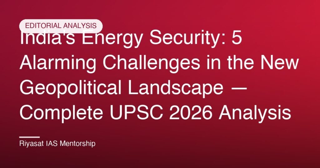 India's Energy Security: 5 Alarming Challenges in the New Geopolitical Landscape — Complete UPSC 2026 Analysis