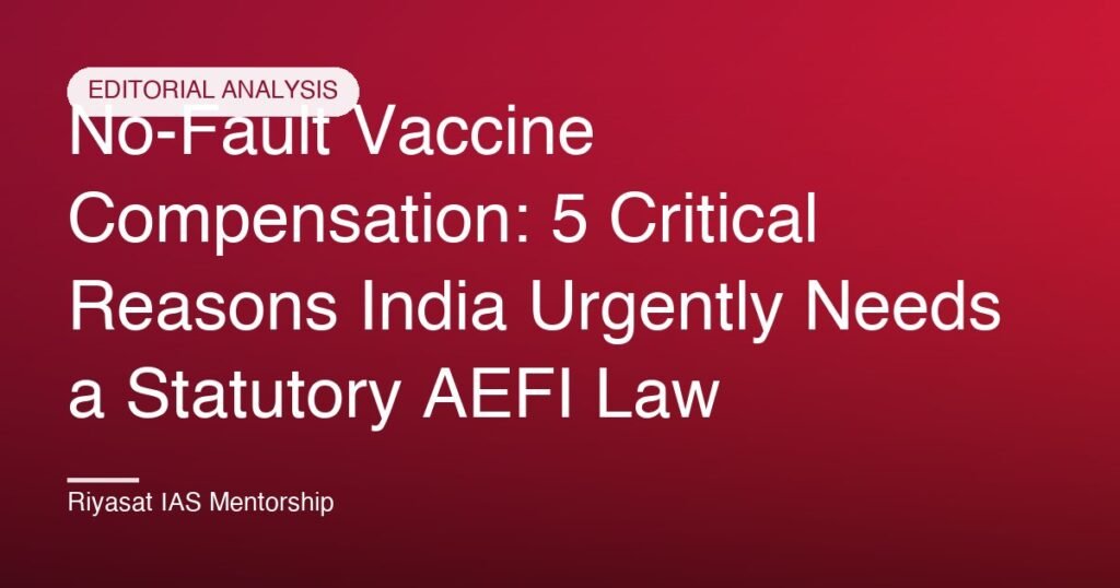 No-Fault Vaccine Compensation: 5 Critical Reasons India Urgently Needs a Statutory AEFI Law