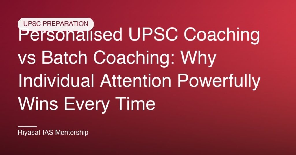 Personalised UPSC Coaching vs Batch Coaching: Why Individual Attention Powerfully Wins Every Time