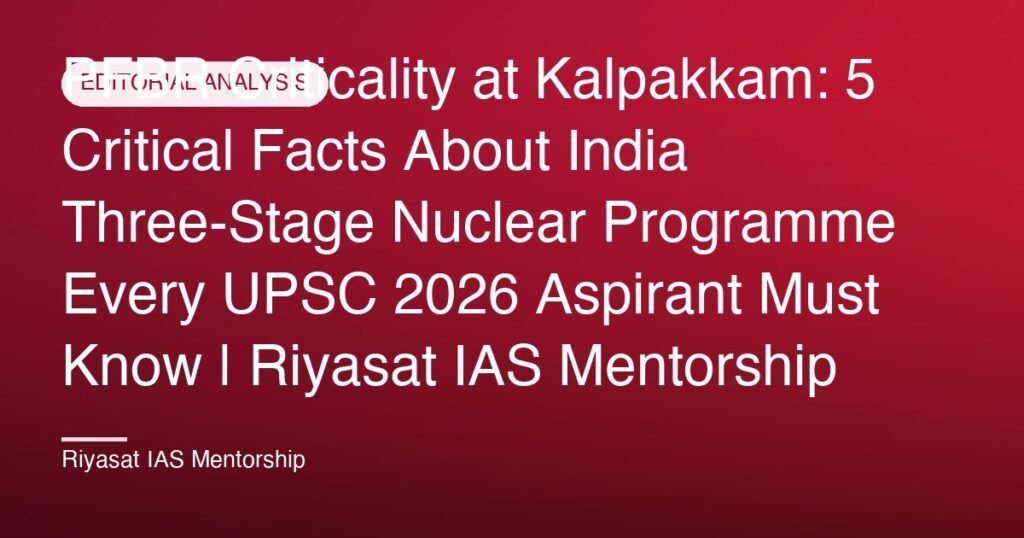 PFBR Criticality at Kalpakkam: 5 Critical Facts About India Three-Stage Nuclear Programme Every UPSC 2026 Aspirant Must Know | Riyasat IAS Mentorship