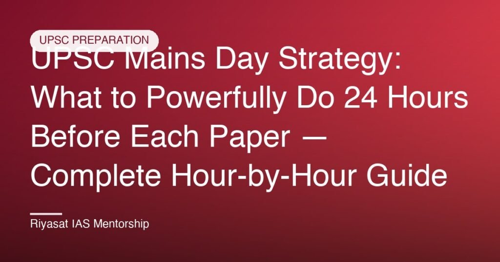 UPSC Mains Day Strategy: What to Powerfully Do 24 Hours Before Each Paper — Complete Hour-by-Hour Guide