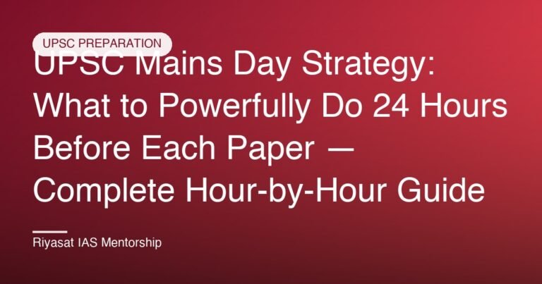 UPSC Mains Day Strategy: What to Powerfully Do 24 Hours Before Each Paper — Complete Hour-by-Hour Guide