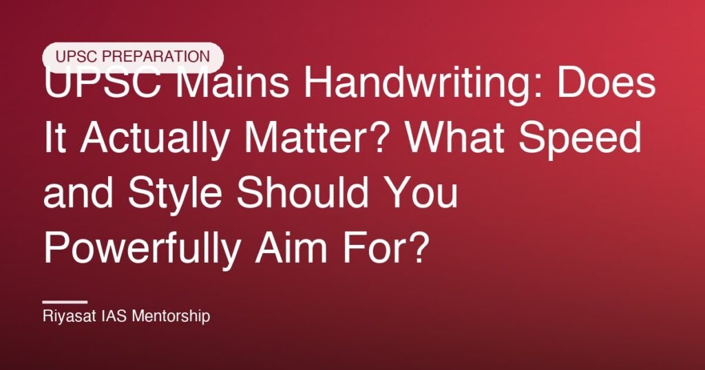 UPSC Mains Handwriting: Does It Actually Matter? What Speed and Style Should You Powerfully Aim For?