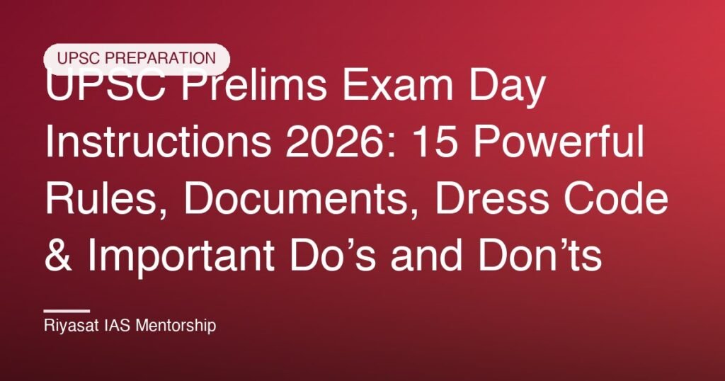 UPSC Prelims Exam Day Instructions 2026: 15 Powerful Rules, Documents, Dress Code & Important Do’s and Don’ts