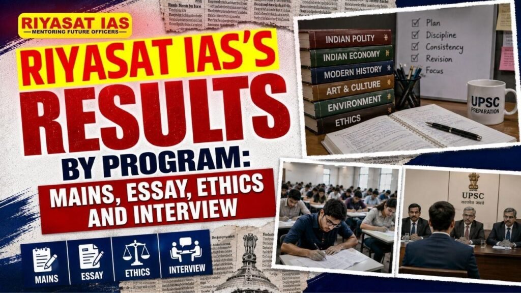 Riyasat IAS results by program Mains, Essay, Ethics and Interview