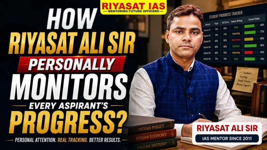 Riyasat Ali Sir reviewing a UPSC aspirant progress tracker